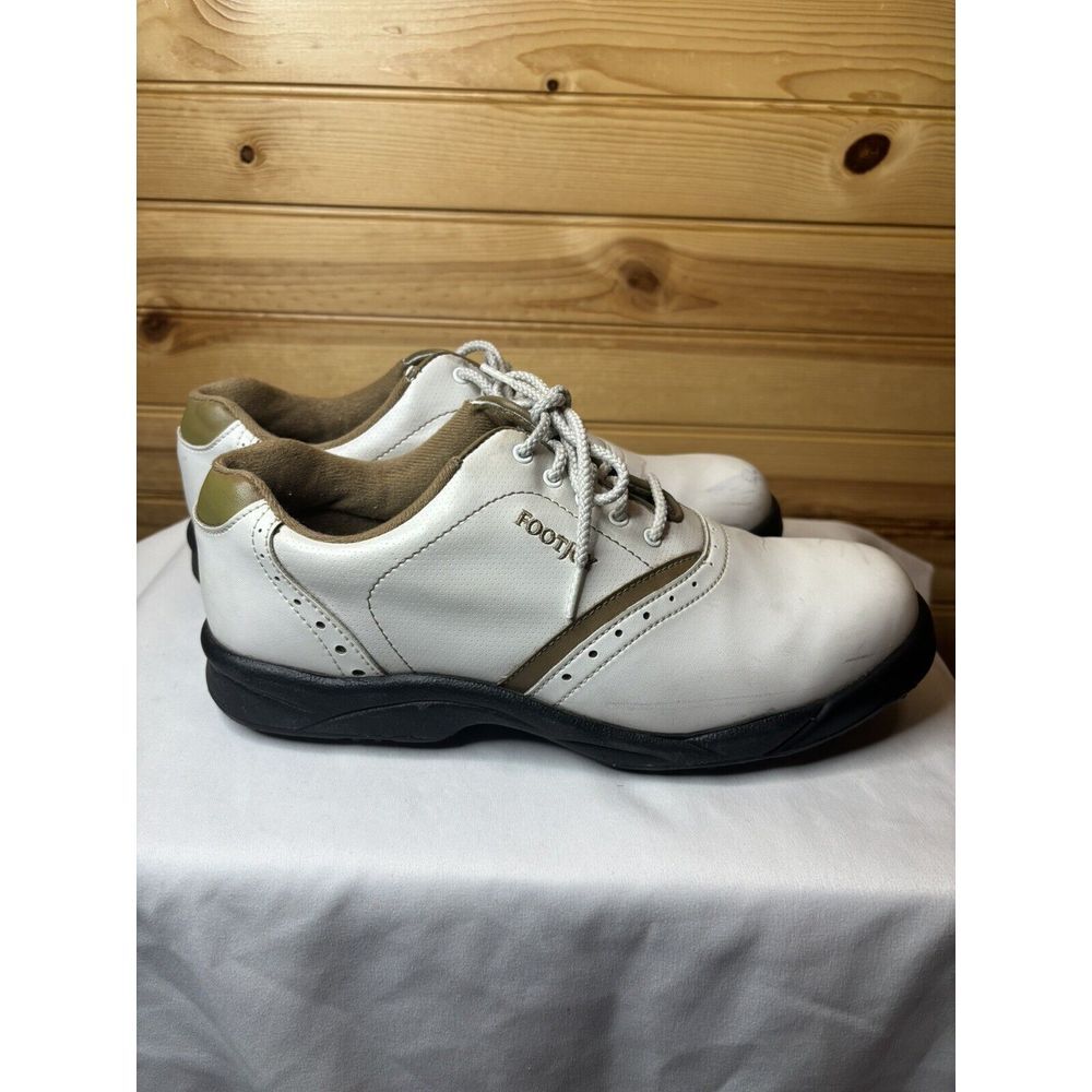 Footjoy Greenjoys Women's 8.5‎ Medium Golf Shoes 48762 Soft Spike White Brown
